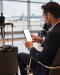People Airport Man Lounge iPhone Mockup | Device Mockup PNG | bulkmockup | Commercial Licence Included | MockupBulk