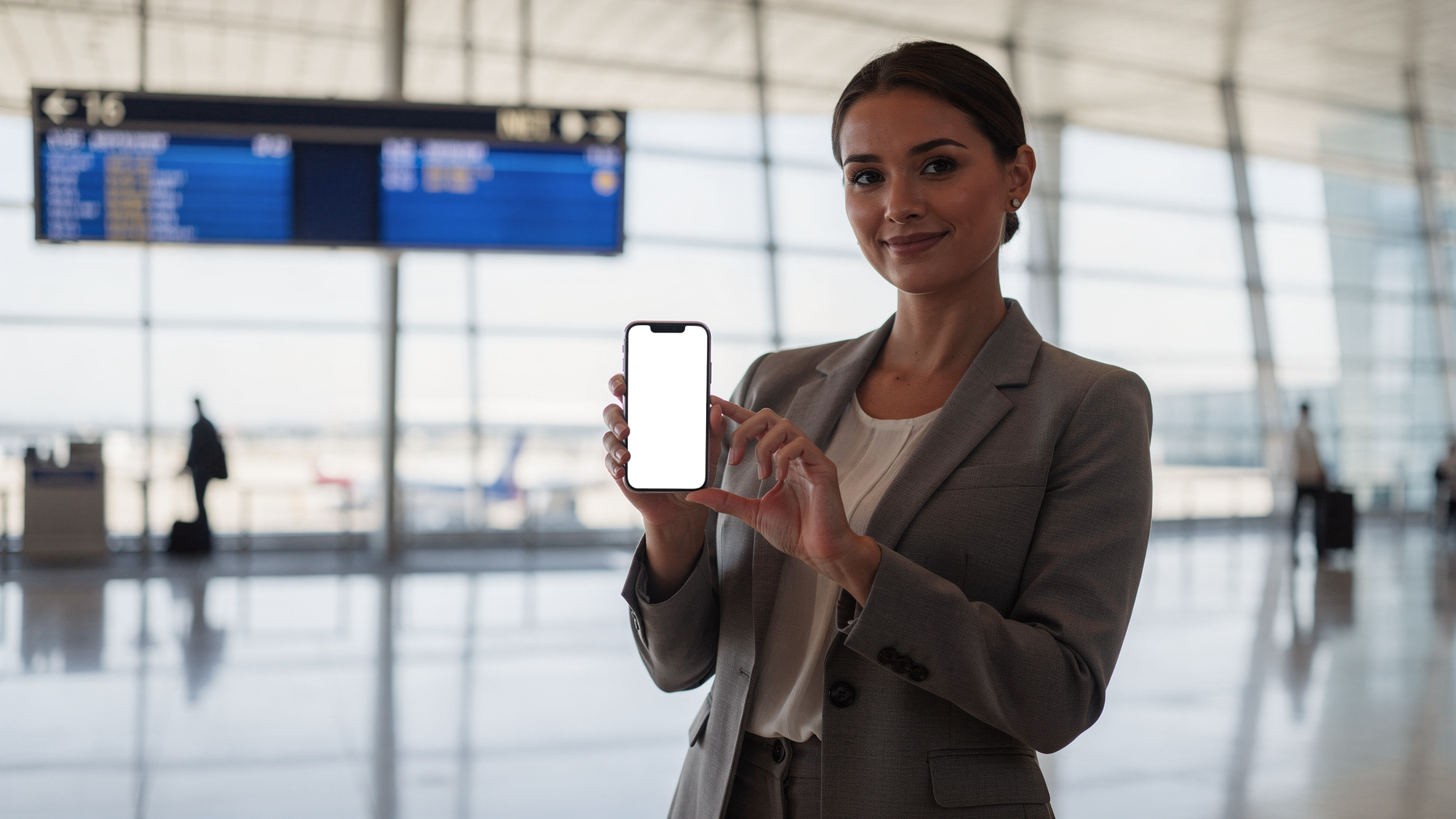 iPhone, People Airport Woman Gate | PNG Screen Template | bulkmockup Instant Download | Commercial Licence | MockupBulk
