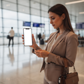 iPhone, People Airport Woman Gate | High-Res PNG Mockup | bulkmockup | Commercial Licence | MockupBulk