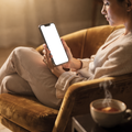 iPhone Mockup | People Armchair Woman Tea | Instant PNG Download | Transparent Screen | Commercial Use | MockupBulk