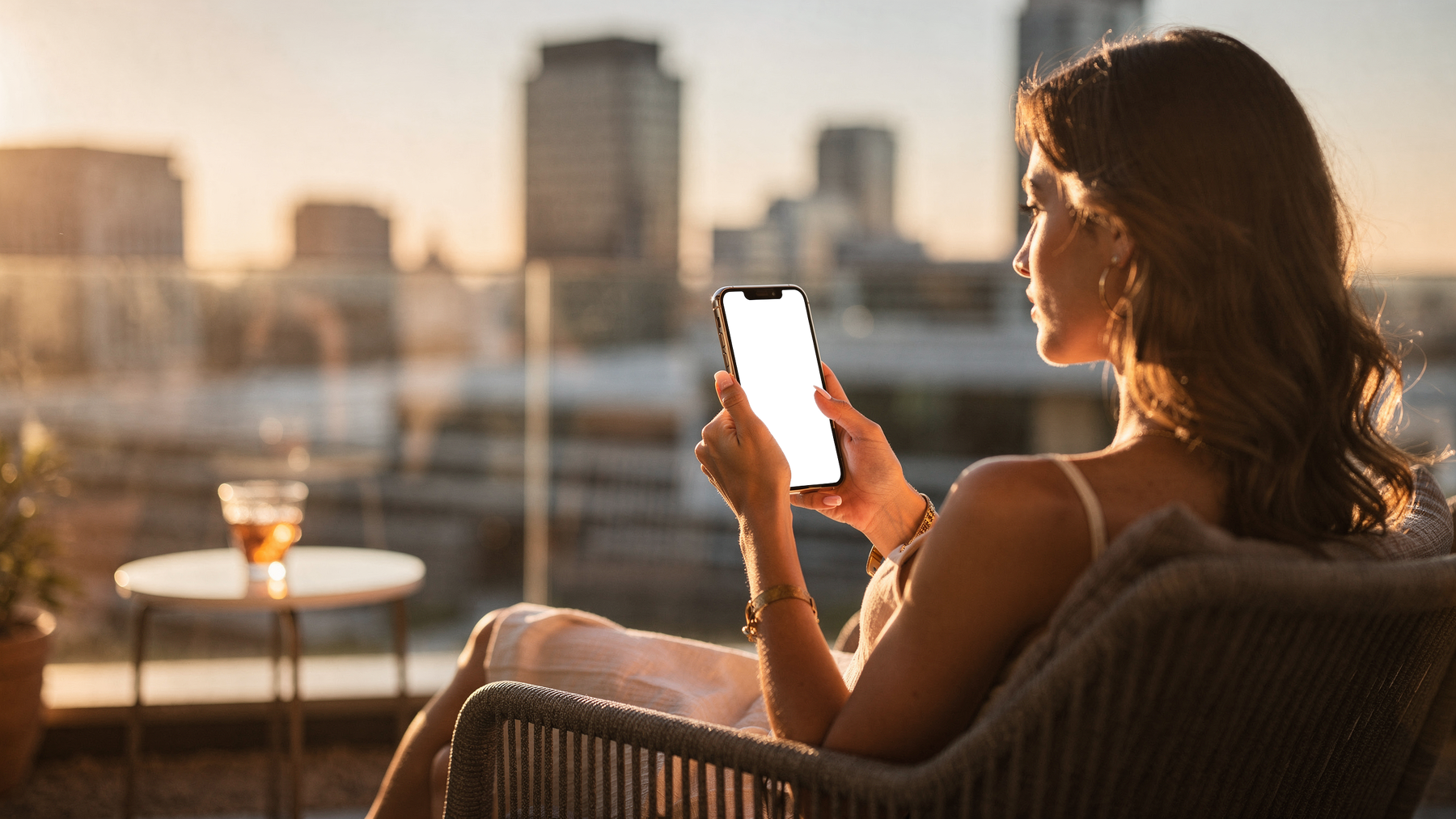 iPhone, People Balcony Woman City | Instant PNG Download | Transparent Screen | Commercial Use | MockupBulk