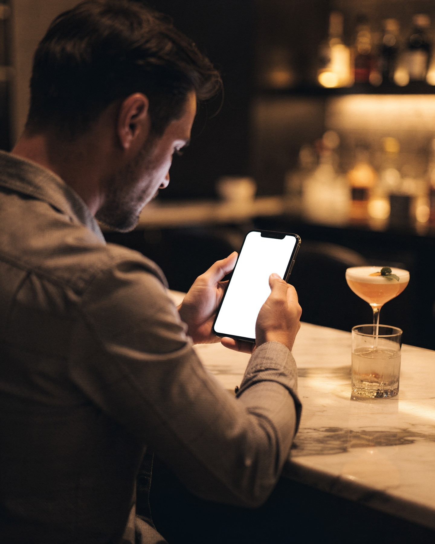 iPhone, People Bar Man Cocktail | High-Resolution Transparent PNG | bulkmockup | Commercial Use | MockupBulk