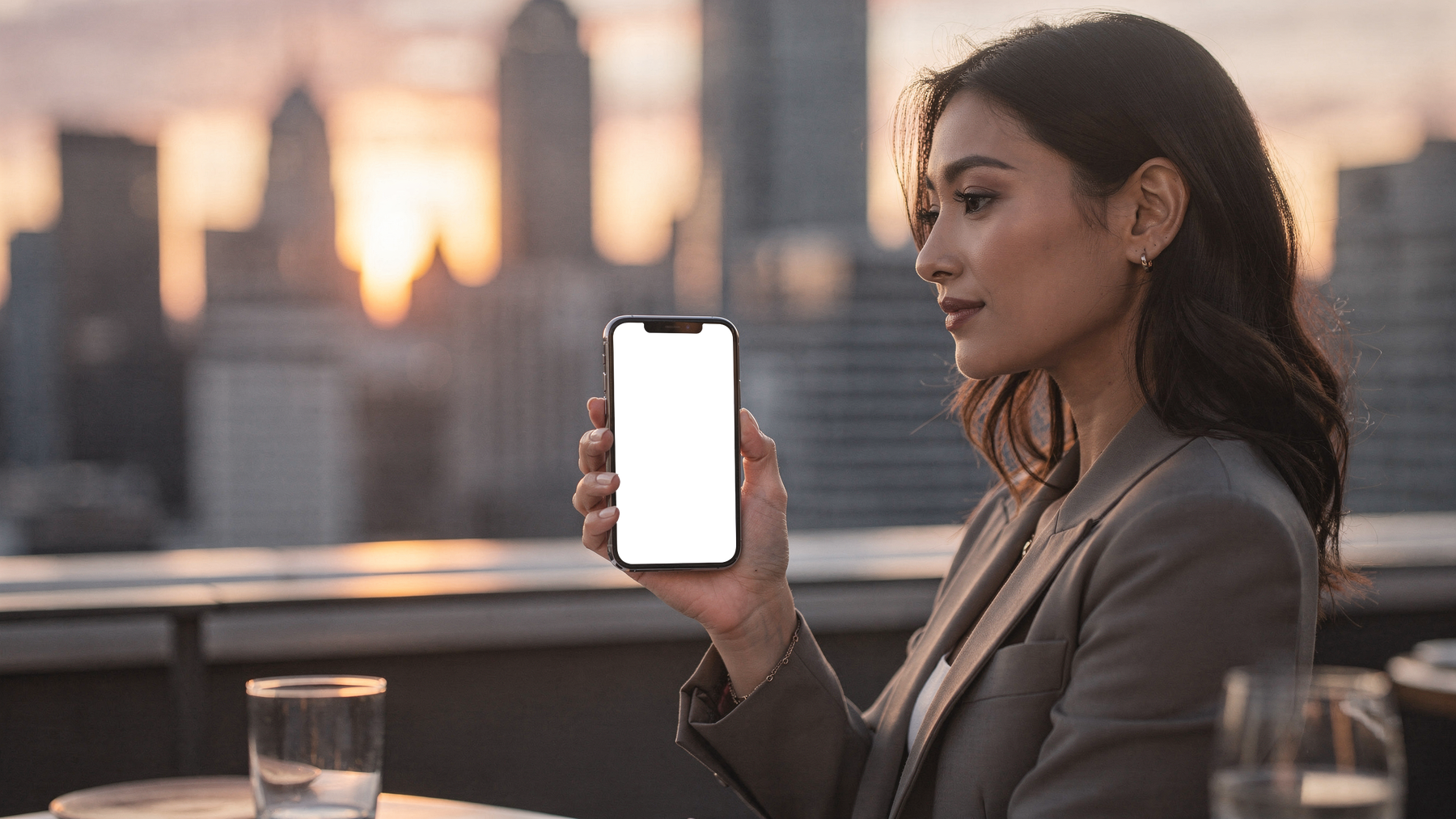 iPhone, People Bar Woman Rooftop | Device Screen PNG | bulkmockup Template | For Portfolio & Showcase | MockupBulk