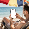 iPhone, People Beach Man Chair | PNG Screen Template | bulkmockup Instant Download | Commercial Licence | MockupBulk