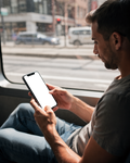 iPhone Mockup — People Bus Man Seat — Instant PNG Download | Transparent Screen | Commercial Use | MockupBulk