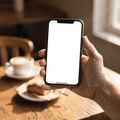 iPhone, People Cafe Closeup Hand | Transparent Screen PNG Download | Commercial Licence | bulkmockup