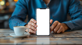 iPhone Mockup — People Cafe Man Espresso — PNG Screen Template | bulkmockup Instant Download | Commercial Licence | MockupBulk