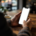 iPhone Mockup | People Cafe Man Espresso | Device Screen PNG | bulkmockup Template | For Portfolio & Showcase | MockupBulk