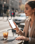 iPhone, People Cafe Woman Outdoor | Device Screen PNG | bulkmockup Template | For Portfolio & Showcase | MockupBulk