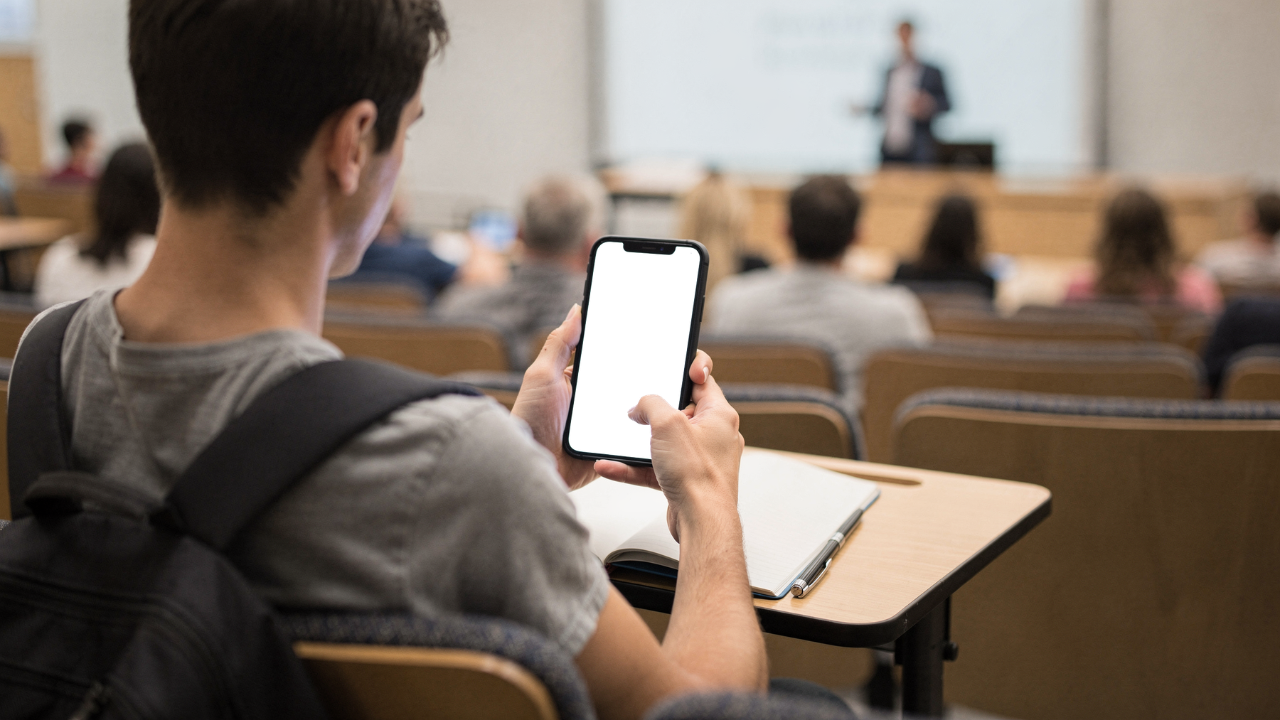 iPhone Mockup | People Classroom Student Lecture | High-Res PNG Mockup | bulkmockup | Commercial Licence | MockupBulk