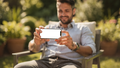 iPhone, People Garden Man Patio | PNG Screen Template | bulkmockup Instant Download | Commercial Licence | MockupBulk