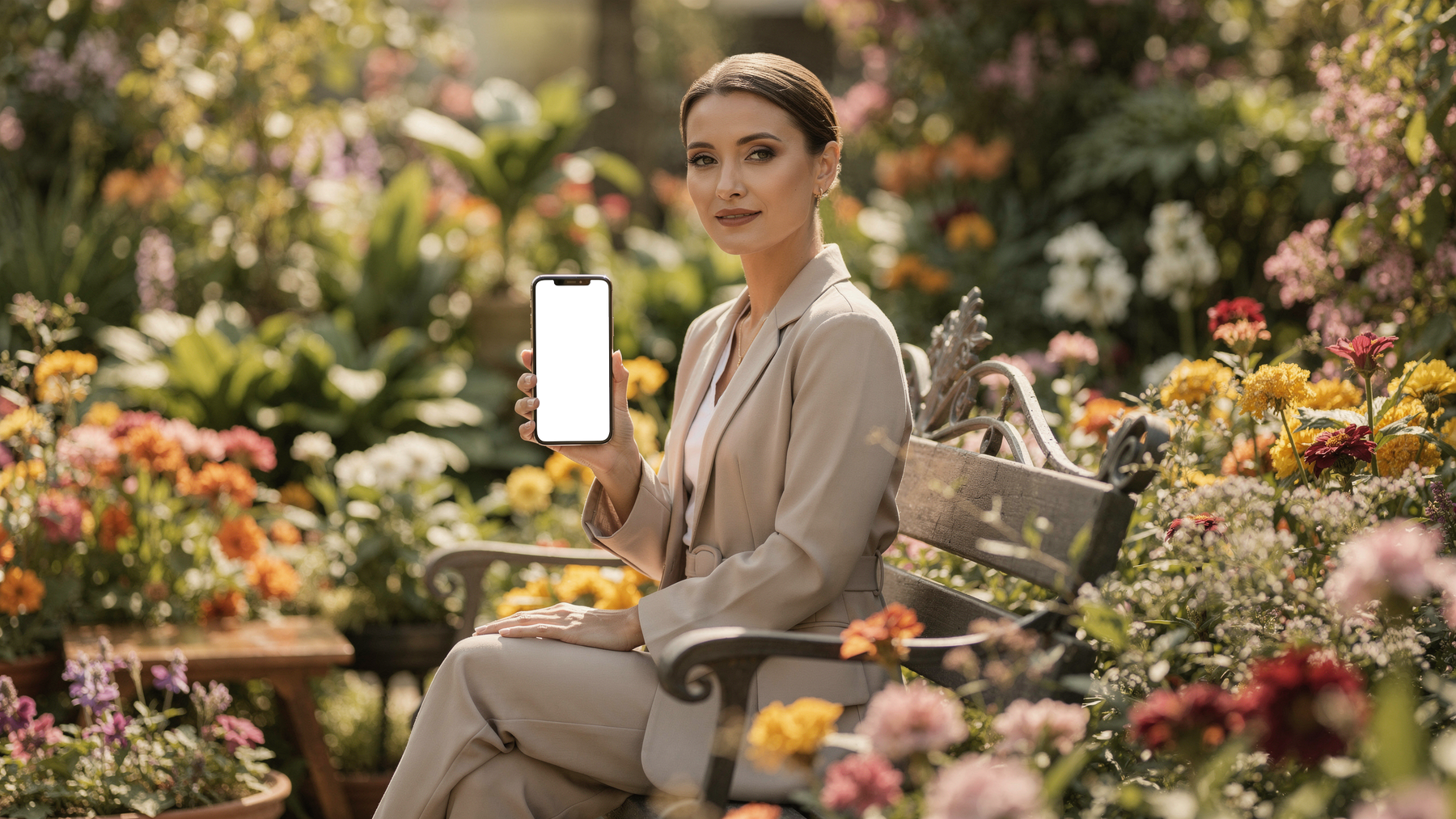 iPhone, People Garden Woman Flowers | High-Res PNG Mockup | bulkmockup | Commercial Licence | MockupBulk