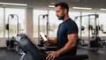 People Gym Man Treadmill iPhone Mockup | High-Resolution Transparent PNG | bulkmockup | Commercial Use | MockupBulk