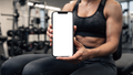 iPhone, People Gym Woman Bench | Transparent Screen PNG Download | Commercial Licence | bulkmockup