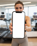 iPhone, People Gym Woman Mirror | Transparent Screen PNG Download | Commercial Licence | bulkmockup