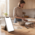 iPhone Mockup — People Kitchen Woman Recipe — bulkmockup PNG Template | Transparent Display | Commercial Use | MockupBulk