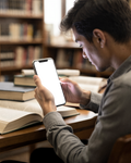 iPhone, People Library Student Desk | Instant PNG Download | Transparent Screen | Commercial Use | MockupBulk