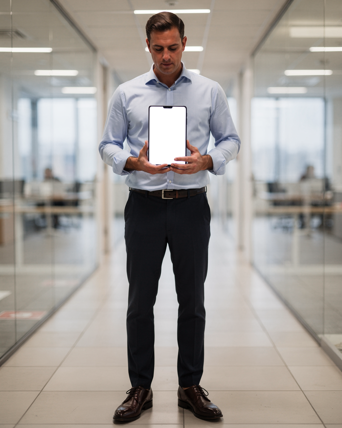 People Office Man Hallway iPhone Mockup | Instant PNG Download | Transparent Screen | Commercial Use | MockupBulk