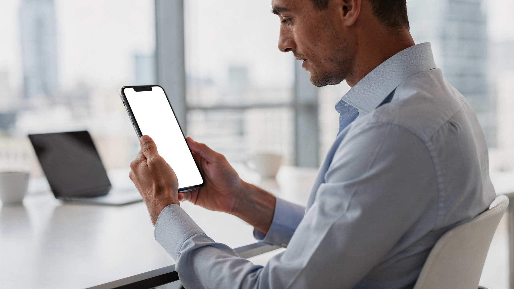 iPhone, People Office Man Shirt | Instant PNG Download | Transparent Screen | Commercial Use | MockupBulk