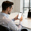 People Office Man Shirt iPhone Mockup | PNG Screen Template | bulkmockup Instant Download | Commercial Licence | MockupBulk