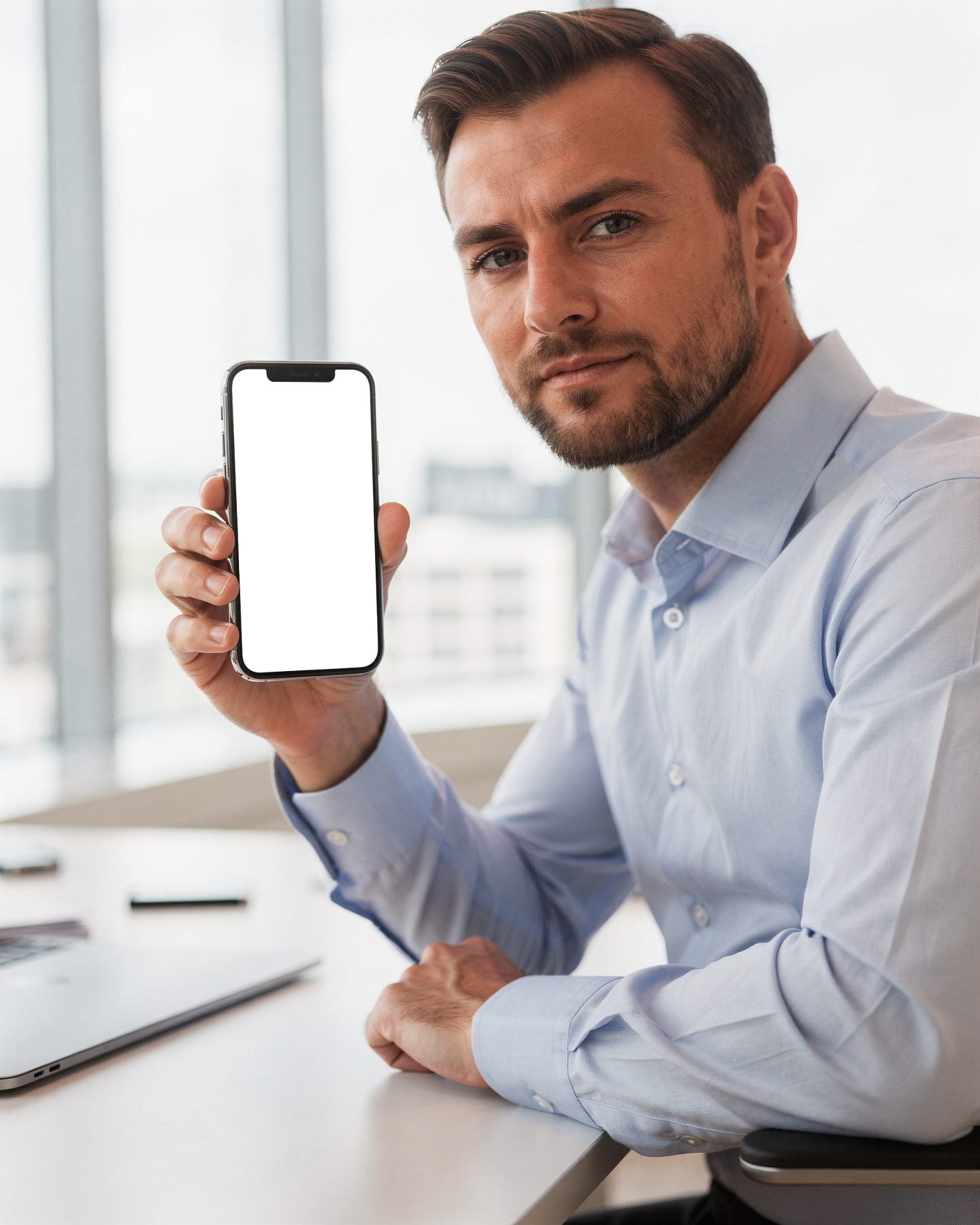 iPhone Mockup | People Office Man Shirt | Instant PNG Download | Transparent Screen | Commercial Use | MockupBulk