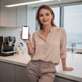 iPhone Mockup — People Office Woman Break — Instant PNG Download | Transparent Screen | Commercial Use | MockupBulk