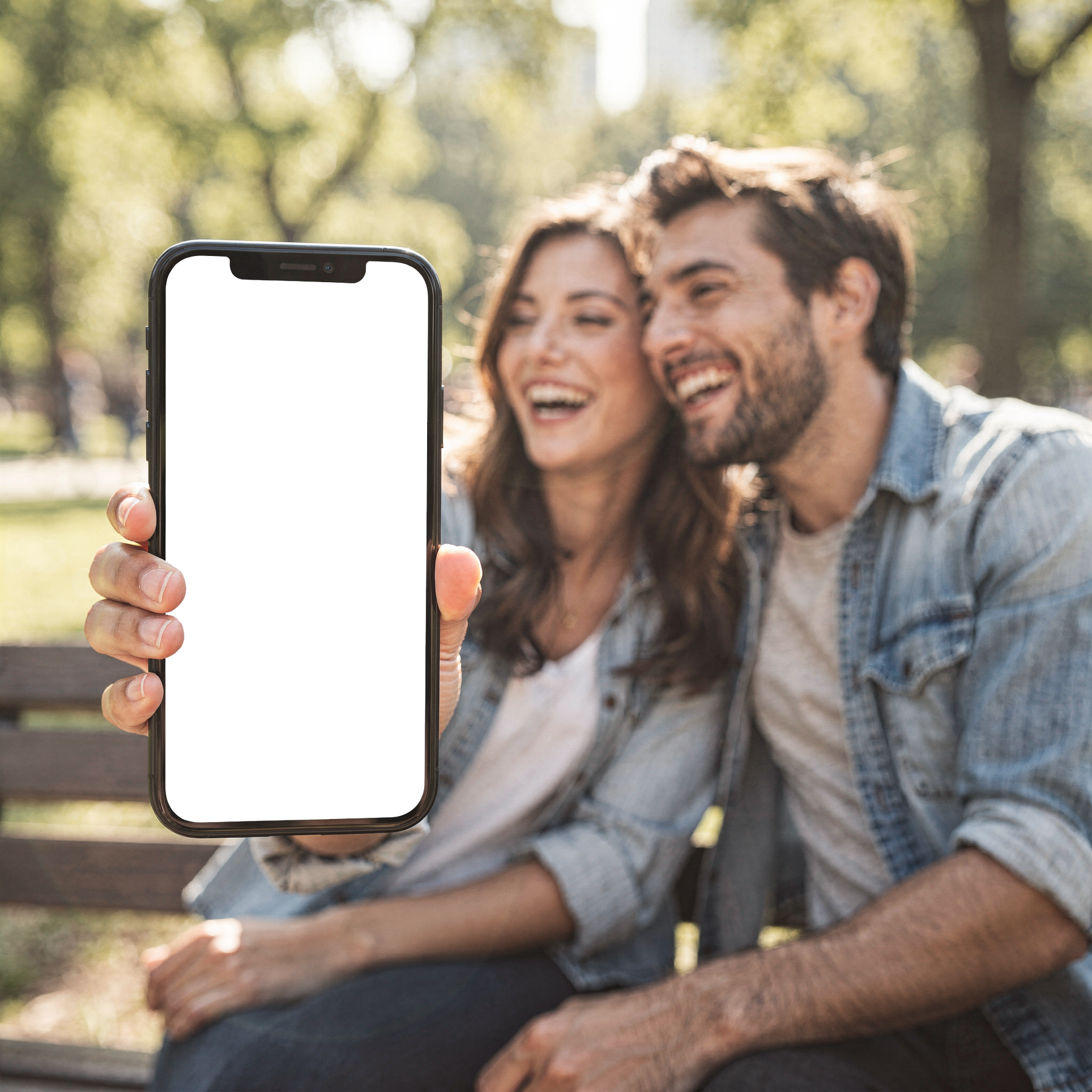 iPhone, People Park Friends Bench | Screen Mockup PNG | bulkmockup Download | For UI/UX Designers | MockupBulk