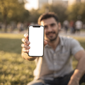 iPhone, People Park Man Grass | Instant PNG Download | Transparent Screen | Commercial Use | MockupBulk
