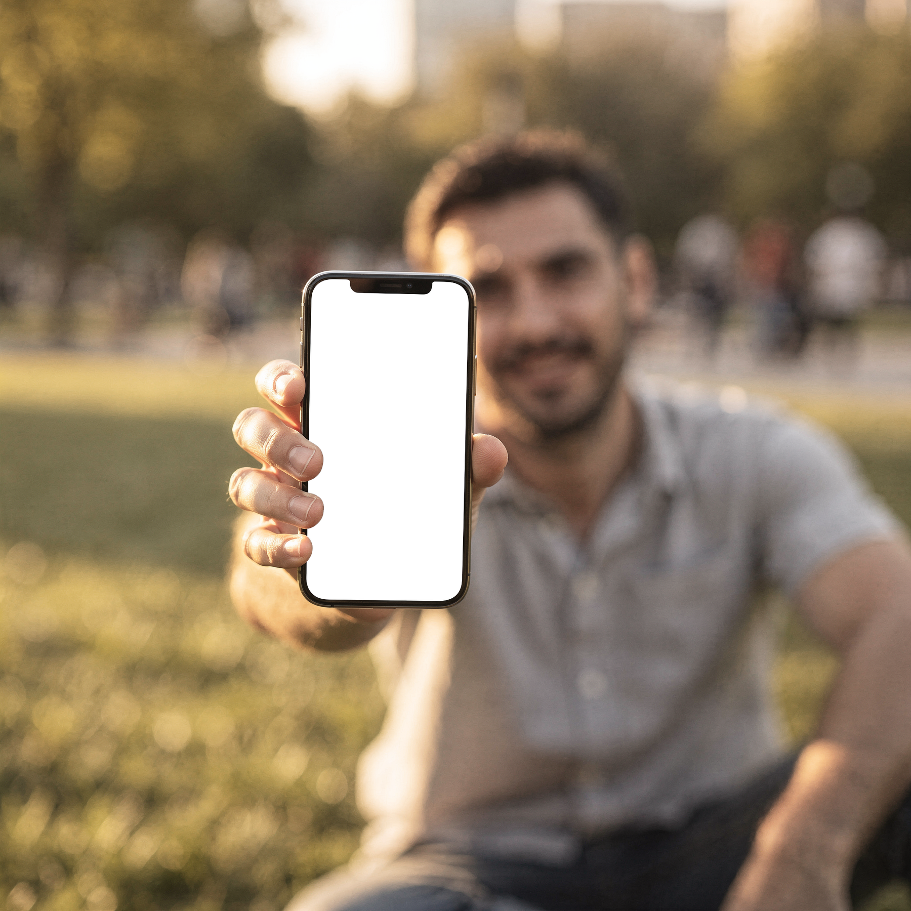 iPhone, People Park Man Grass | Instant PNG Download | Transparent Screen | Commercial Use | MockupBulk