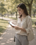 iPhone, People Park Woman Walk | Device Screen PNG | bulkmockup Template | For Portfolio & Showcase | MockupBulk