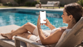 iPhone, People Pool Woman Lounger | High-Res PNG Mockup | bulkmockup | Commercial Licence | MockupBulk