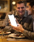 iPhone Mockup | People Restaurant Couple Table | bulkmockup Transparent Mockup | PNG Download | Commercial Use | MockupBulk