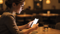 People Restaurant Woman Wait iPhone Mockup | High-Resolution Transparent PNG | bulkmockup | Commercial Use | MockupBulk