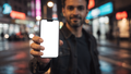 People Street Man Night iPhone Mockup | Instant PNG Download | Transparent Screen | Commercial Use | MockupBulk