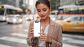 iPhone, People Street Woman Crossing | PNG Mockup Template | bulkmockup | For App & Web Designers | MockupBulk