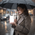 People Street Woman Rain iPhone Mockup | High-Res PNG Mockup | bulkmockup | Commercial Licence | MockupBulk