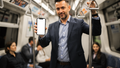 iPhone Mockup | People Subway Man Standing | High-Res PNG with Transparent Screen | Commercial Use | bulkmockup | MockupBulk