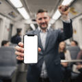 People Subway Man Standing iPhone Mockup | Screen Mockup PNG | bulkmockup Download | For UI/UX Designers | MockupBulk