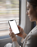 iPhone Mockup — People Train Woman Window — Instant PNG Download | Transparent Screen | Commercial Use | MockupBulk