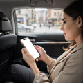 iPhone Mockup | People Uber Woman Backseat | bulkmockup Transparent Mockup | PNG Download | Commercial Use | MockupBulk