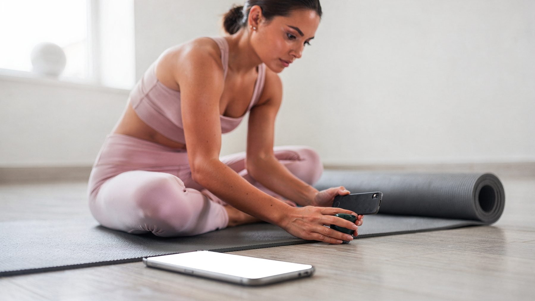iPhone Mockup | People Yoga Woman Mat | bulkmockup Transparent Mockup | PNG Download | Commercial Use | MockupBulk