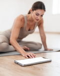 People Yoga Woman Mat iPhone Mockup | PNG Mockup Template | bulkmockup | For App & Web Designers | MockupBulk